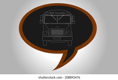 Back to school - blackboard on a wall with school bus