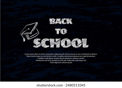 Back to school Blackboard poster with icon in white