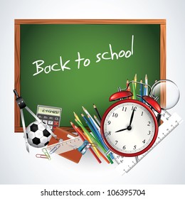 Back to school - blackboard with school supplies