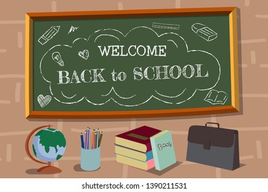 Back to School and Blackboard, Vector, Illustration