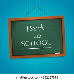 Back to school blackboard vector illustration, written with chalk. isolated form background. 