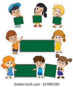 Back to school blank template with kid.You can put the massage in this.Vector and illustration
