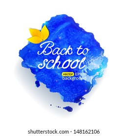 Back to school blue aquarelle background 