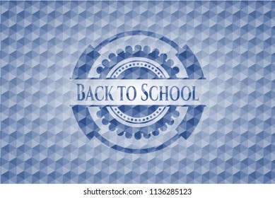 Back to School blue polygonal emblem.