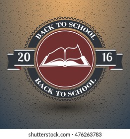  Back to school blue round grunge vintage ribbon stamp