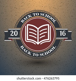  Back to school blue round grunge vintage ribbon stamp