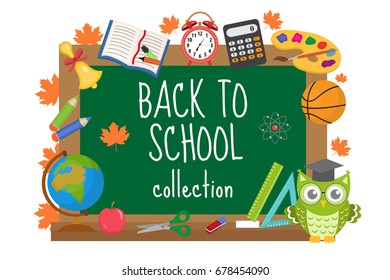 Back to school board frame for text. Isolated on white background. Vector illustration