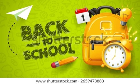 Back to school, school board with an inscription. Vector illustration