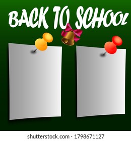 Back to school. Board with leaves for the labels. Information board. Vector illustration.