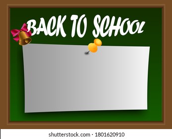 Back to school. Board with leaves for the labels. Information board. Vector illustration.