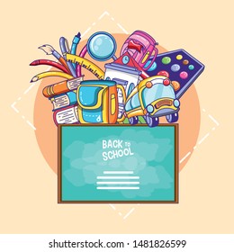 back to school with board and set supplies education