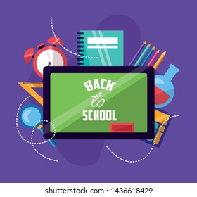 back to school board supplies class vector illustration