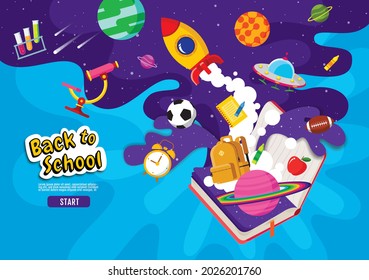 Back to school, Book Inspiration, banner design, vector illustration.