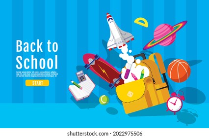  back to school, Book Inspiration, Online Learning, study from home, flat design vector