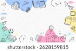 Back to School Book Paper Doodles Illustration. Back to School background with Book Paper and school supplies Doodles. Back to School Banner