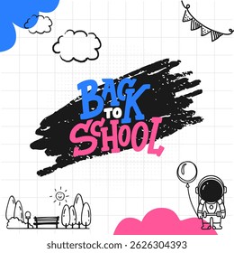 Back to School Book Paper Doodles Illustration. Back to School background with Book Paper and school supplies Doodles.