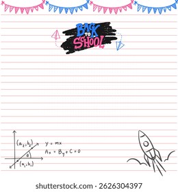 Back to School Book Paper Doodles Illustration. Back to School background with Book Paper and school supplies Doodles.