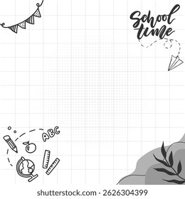 Back to School Book Paper Doodles Illustration. Back to School background with Book Paper and school supplies Doodles.
