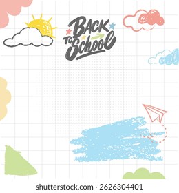 Back to School Book Paper Doodles Illustration. Back to School background with Book Paper and school supplies Doodles.