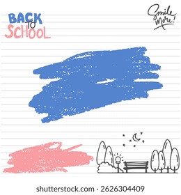 Back to School Book Paper Doodles Illustration. Back to School background with Book Paper and school supplies Doodles.