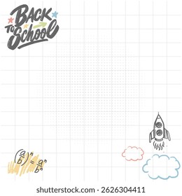 Back to School Book Paper Doodles Illustration. Back to School background with Book Paper and school supplies Doodles.