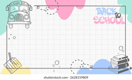Back to School Book Paper Doodles Illustration. Back to School background with Book Paper and school supplies Doodles. Back to School Banner