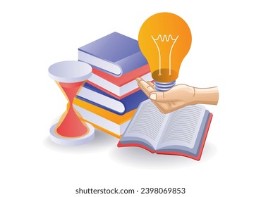 Back to school book reading ideas flat illustration concept