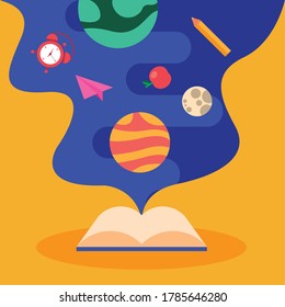 Back to school book and supplies vector illustration design