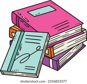 Back to School Books Cartoon Colored Clipart 