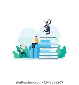Back to school, books, education and research concept. College and university scene with children, students