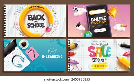 Back to school books vector design. Back to school greeting text with educational books reading materials elements for paper grid background. Vector illustration school greeting design. 
