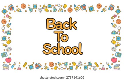 Back to School Border Frame with Education Doodle Elements Illustration