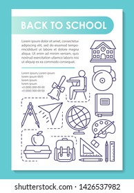 Back to school brochure template layout. Academic year. Flyer, booklet, leaflet print design with linear illustrations. Vector page layouts for magazines, annual reports, advertising posters