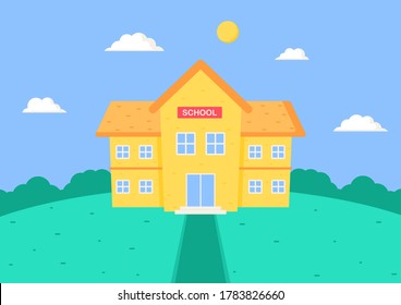 back to school. school building cartoon. educational institution.