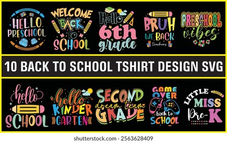 Back to School Bundle PNG, Kindergarten, First Day Of School, School Png, Retro PNG, First - Second -Third Grade Design, School Bundle Png