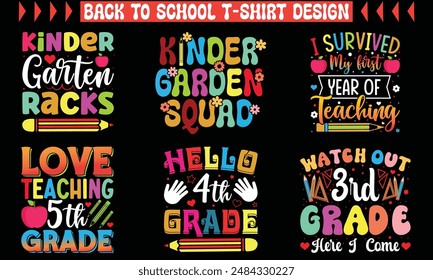 Back to school bundle vector, Back to school tshirt design, t-shirt design, school day, Back To School Typography T-Shirt Design, New vector tshirt designs, illustration tshirt designs, T-shirt eps