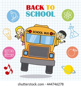 back to school. school bus with children