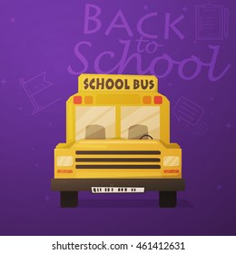Back to school bus illustration. Bus school vector art. New school design
