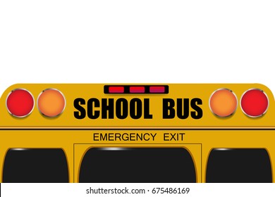 Back of school bus isolated on the white background. Free place for your text is on the upper side of the vector. 
