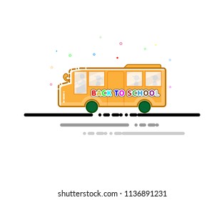 back to school bus in modern style with line and star, vector illustration