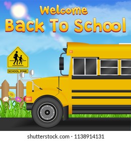 back to school with school bus on the road