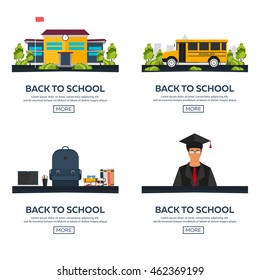 Back to School. School bus. Suit. School Costume. Set illustration. Vector illustration.