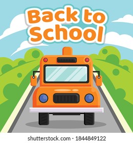 Volver a la escuela con la ilustración del vector de bus escolar