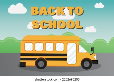 Back to school with bus vector illustration