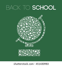 Back to school business concept  Glyph icons filled into the shape globe  Vector illustration  Very easy to edit  Great colores  