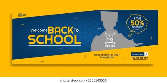Back to school business horizontal banner template design