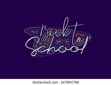 Back To School Calligraphic 3d Style Text Vector illustration Design.