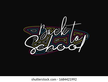 Volver a la escuela Caligrafía 3d Diseño de ilustración de vectores de texto de estilo 3d.