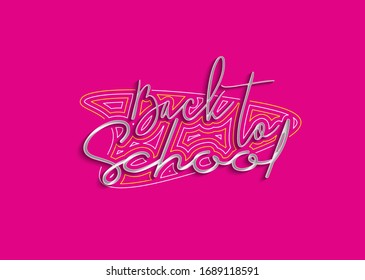Volver a la escuela Caligrafía 3d Diseño de ilustración de vectores de texto de estilo 3d.
