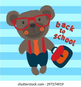 Back to School Calligraphic Design with a Cute Bear. Kids wear Style Elements | Vintage  Sale, Clearance | Vector artwork design
